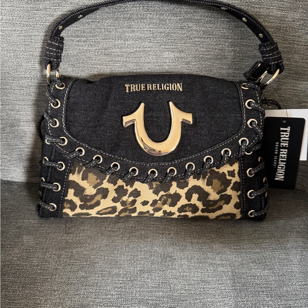 True Religion Leopard Print Shoulder Bag
